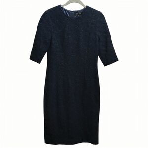 TERI JON by Rickie Freeman Textured Cocktail Sheath Dress Black Silver Designer